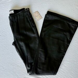 NWT FREE PEOPLE-Penny Pull On Flared Faux Leather Flared Pants Size 26